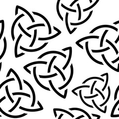 Celtic triquetra flat black symbol seamless background vector illustration