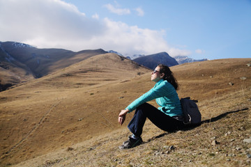 Fototapeta premium Portrait of beautiful 45 years old woman traveling