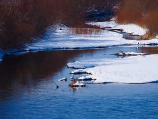 river in winter in Hokkido, Japan