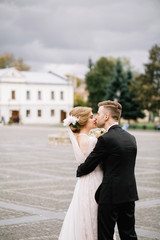 Wedding couple together close to each other