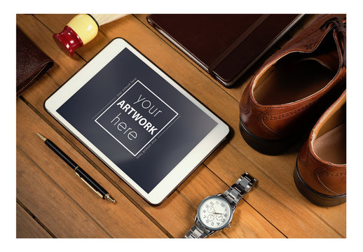 Tablet and Fashion Accessories Mockup