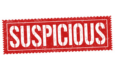 Suspicious grunge rubber stamp