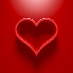 3D Illustration - Red Background with heart silhouette with light and shadow 2