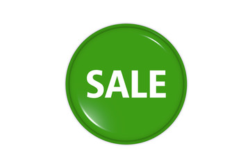 A green button with the words sale, 3d illustration