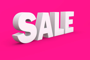 Sale 3D in white Color With pink Background, 3D Illustration