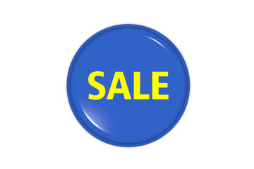 A blue button with the words sale, 3d illustration