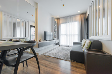 Beautiful and large living room interior 