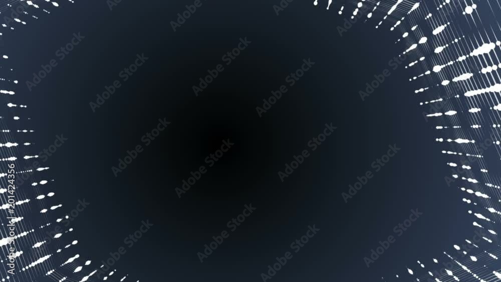 Poster Frame of pulsating elements. Place for text. Plexus business background. Dark blue background. Seamless loop.