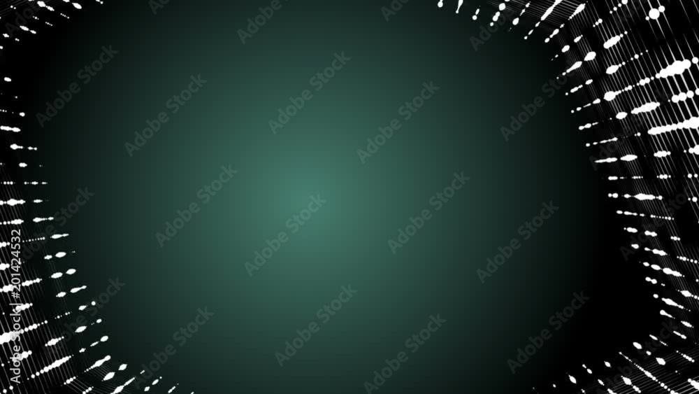 Poster Frame of pulsating elements. Place for text. Plexus business background. Green background. Seamless loop.