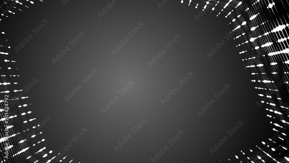 Poster Frame of pulsating elements. Place for text. Plexus business background. Gray background . Seamless loop.