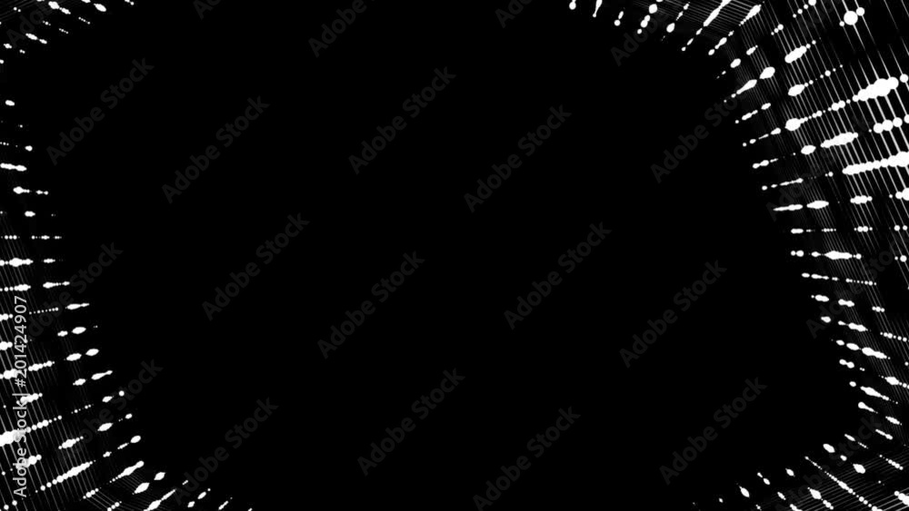 Poster Frame of pulsating elements. Place for text. Plexus business background. Black background . Seamless loop.