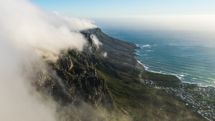 Cloud phenomenon on Table Mountain, Capetown, South Africa