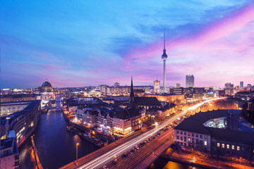 Berlin Skyline near Alexanderplatz. Transition