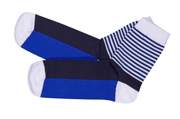 Socks white blue striped