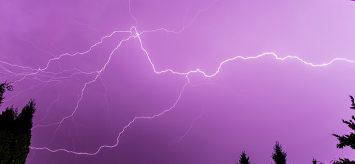 Thunderstorm with bright lightnings next to Neuwied, Germany