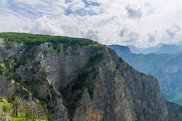 Fototapeta na wymiar A steep mountain slope with picturesque views.
