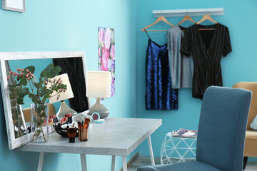 Interior of modern makeup room