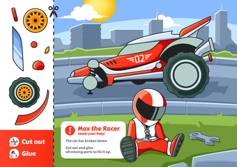 Cut and Glue is an educational game for kids. Help Max the Racer Fix his Car