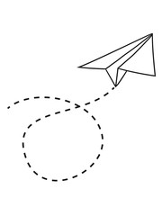 gestrichelte linie papier flieger gefaltet spielzeug flugzeug fliegen pilot maschine jumbo jet urlaub ferien reise © Style-o-Mat-Design