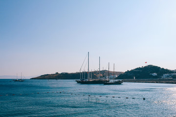 Marina harbor at Aegean sea in Bodrum, Turkey