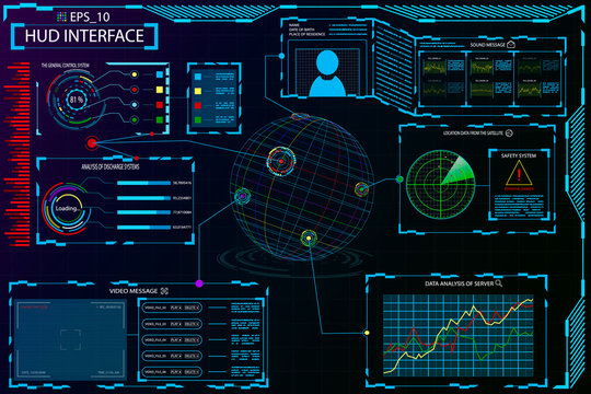 HUD interface, elements of hud game interface on a beautiful background
