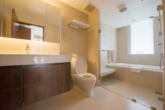 Bathroom interior with natural light