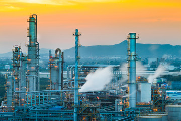 Twilight scene of Petroleum refinery plant