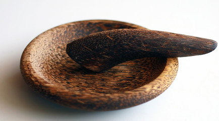 Cobek, Indonesian mortar and pestle. Made from wood.