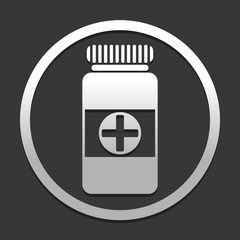Bank of pills icon. icon in circle on dark background with simple shadow