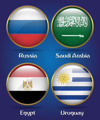 4 Countries Flags Group A for Soccer Championship