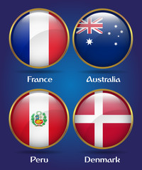 4 Countries Flags Group C for Soccer Championship