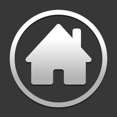 house icon. icon in circle on dark background with simple shadow
