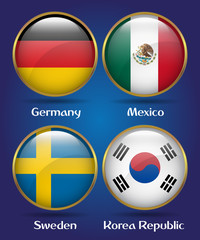 4 Countries Flags Group F for Soccer Championship