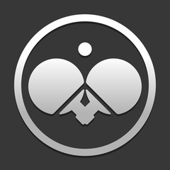 Ping pong icon. icon in circle on dark background with simple shadow