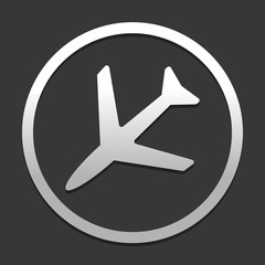 Plane icon. icon in circle on dark background with simple shadow