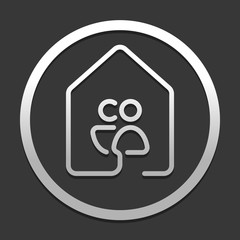 house with family or couple icon. line style. icon in circle on dark background with simple shadow