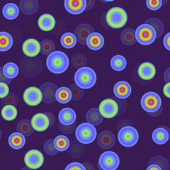 Sparkling circles 3d seamless pattern. Three dimensional depth series.