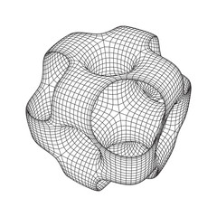 Wireframe Ported Cube. Cube of connected lines. Molecular lattice. The structural grid of polygons. Vector illustration sacred geometry