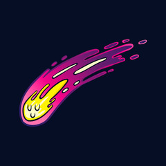 Naklejka premium cute meteor vector cartoon, cute shooting star 