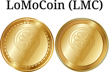 Set of physical golden coin LoMoCoin (LMC)