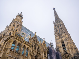 St. Stephen's Cathedral in Vienna, Austria in a beautiful winter season colorful white background...