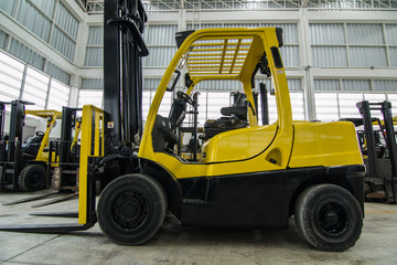 Forklift in warehouse