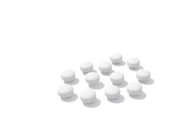 white pill isolated on white background.