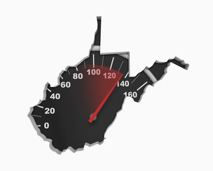 West Virginia WV Speedometer Map Fast Speed Competition Race 3d Illustration