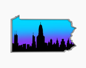 Pennsylvania PA Skyline City Metropolitan Area Nightlife 3d Illustration