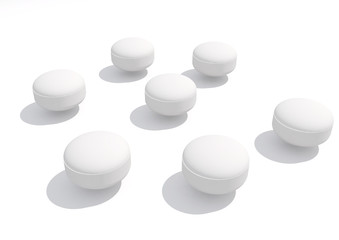 white pill isolated on white background.