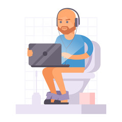 People and gadgets concept. Busy person smart phone social communication lifestyle. Online social network modern life problem connection using tablet or laptop computer.