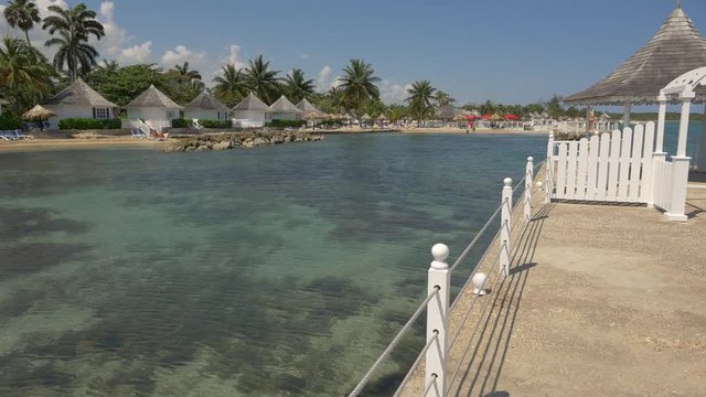 Pontoon with pavilion on the Caribbean Sea