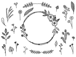 Flower doodle set.
