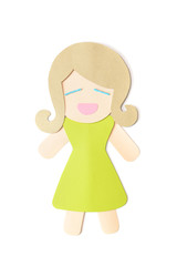 Woman paper cut on white background - isolated